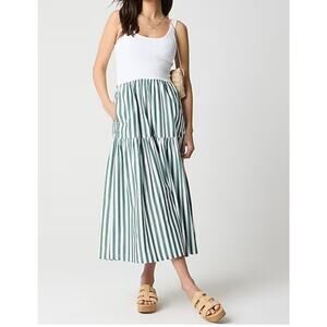 J.Crew Factory striped tiered knit mixy dress beach stripes maxi beach sz L